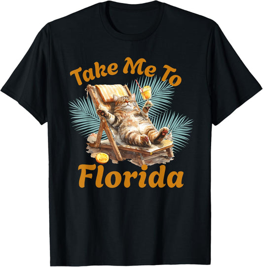 Take Me to Florida Cute Cat Beach Vacation Summer T-Shirt