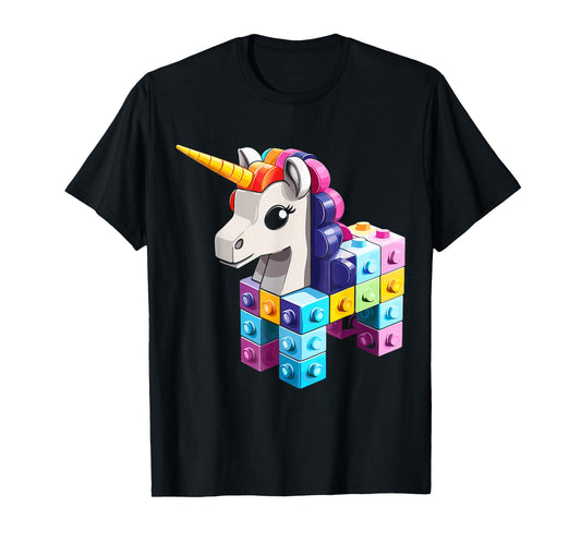 Master Builder Bricks Blocks Play Toys Unicorn Youth Kids T-Shirt