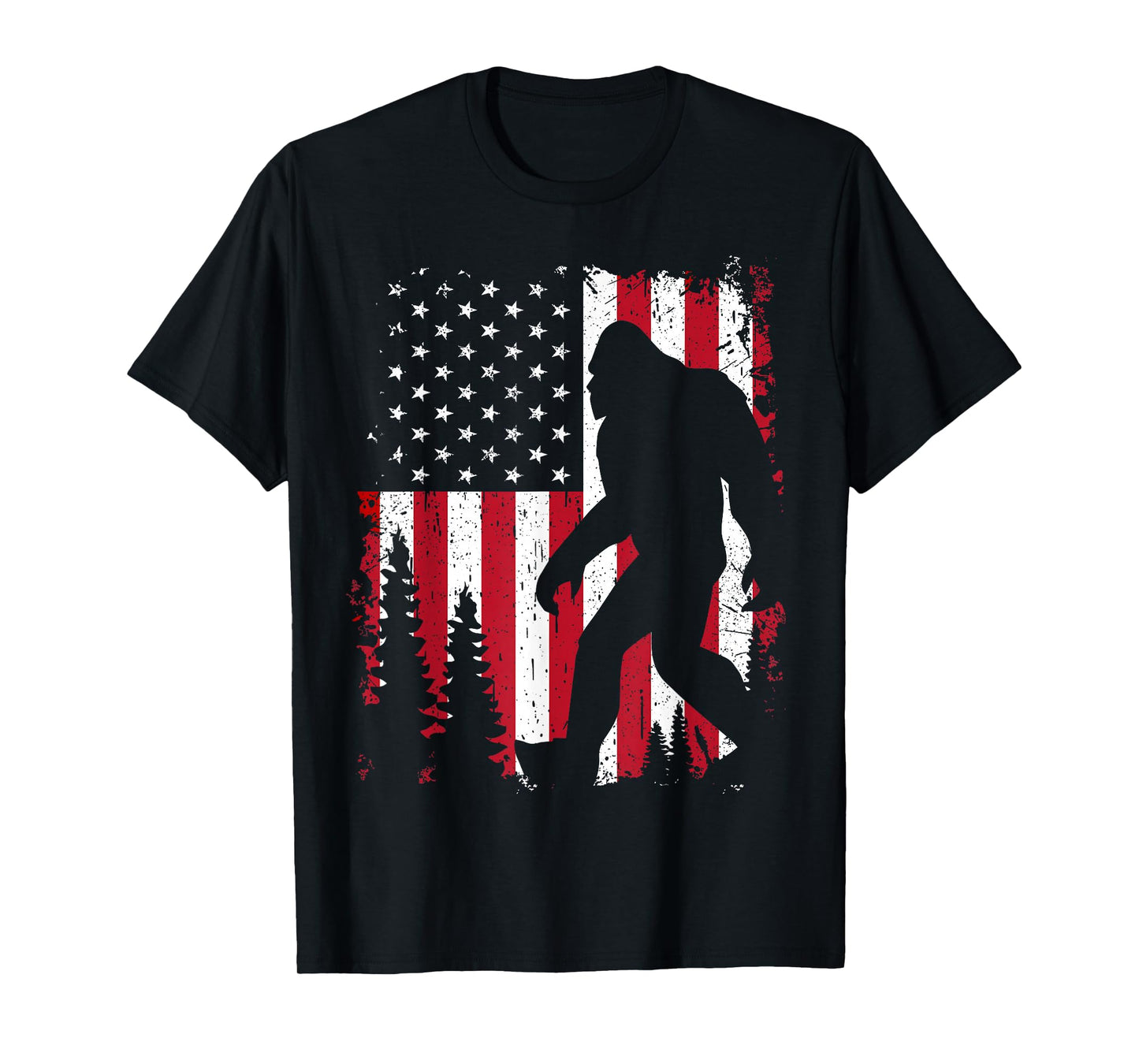 Bigfoot 4th of July American USA Flag Patriotic Kids T-Shirt