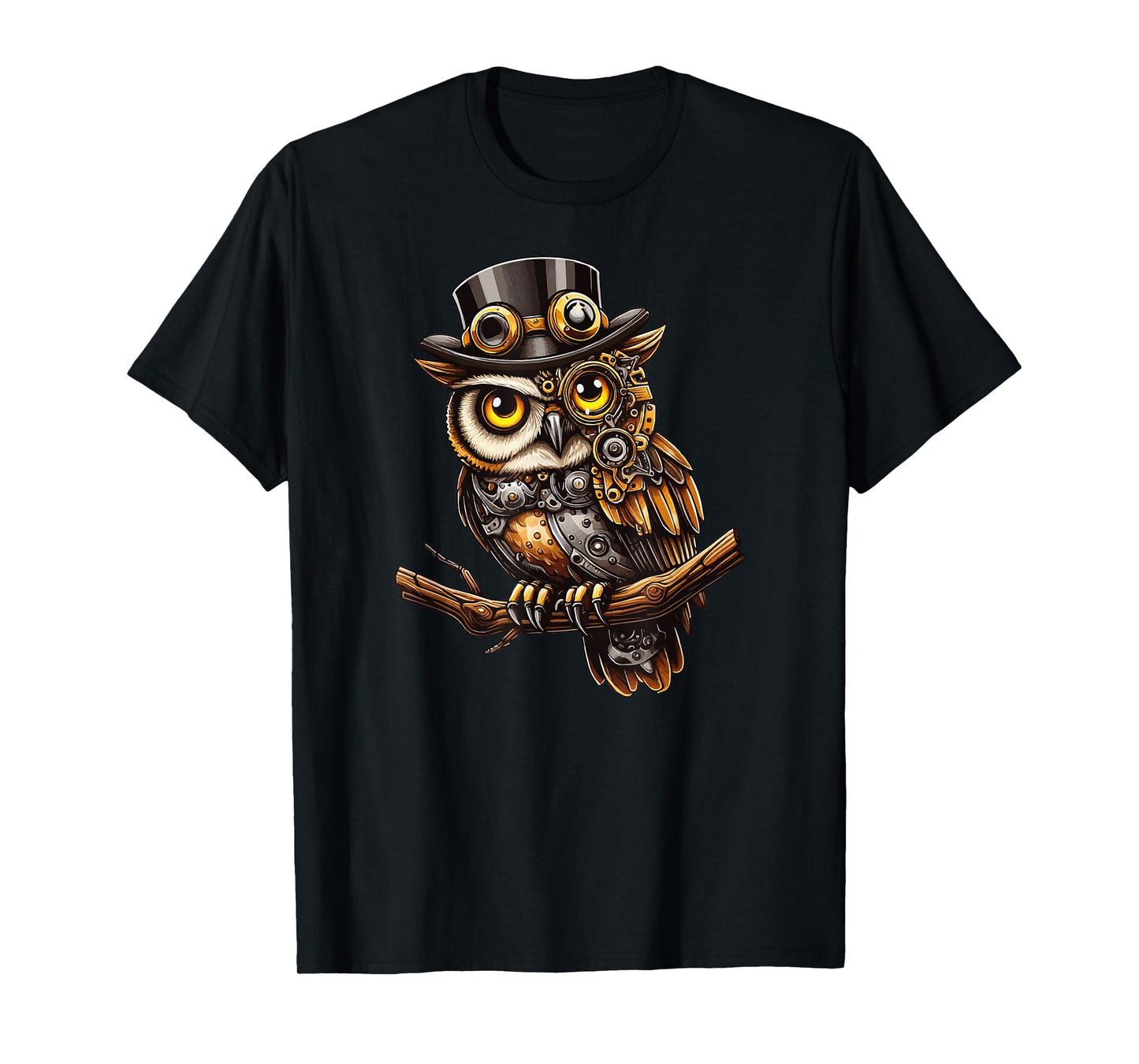 Mechanical Steampunk Barn Owl Clockwork Fantasy Animal T-Shirt