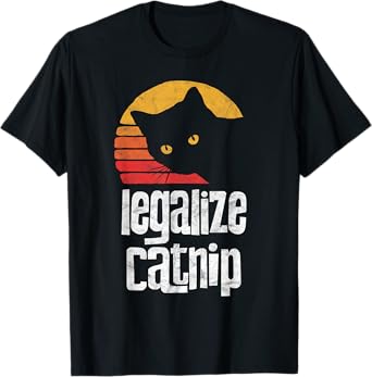 Legalize Catnip! Funny Vintage 80's Style Cat Cute Retro T-Shirt for Men Women