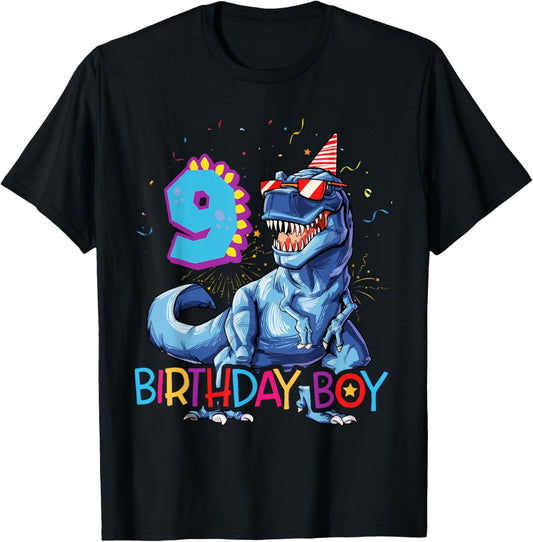 9 Year Old Boy Dinosaur 9th Birthday Boy Dinosaur T-Shirt