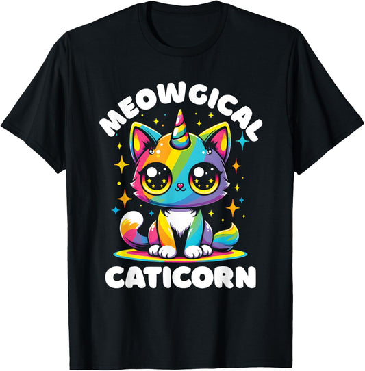 Meowgical Caticorn Cat Unicorn Rainbow Kittycorn T-Shirt