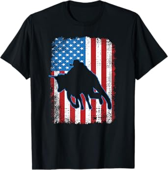 Steer Wrestling USA Flag Roping Rodeo Event Chute Dogging T-Shirt