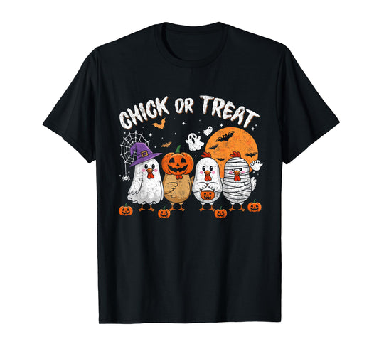 Funny Chick Or Treat Halloween Witch Spooky Chicken T-Shirt