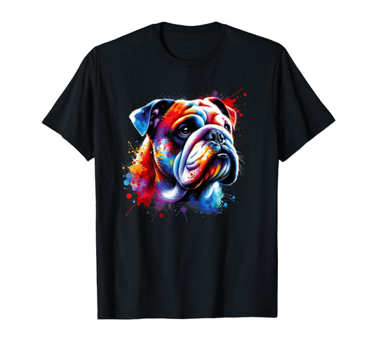 Colorful Splash Art Bulldog English Bulldogs T-Shirt