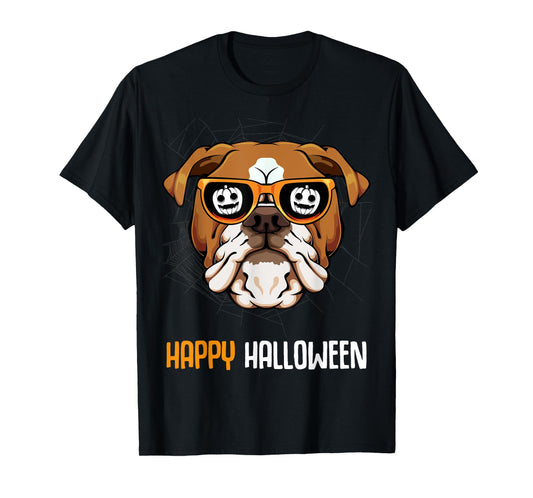 English Bulldog In Sunglasses Lazy Halloween Costume Dog Men Women Kids T-Shirt