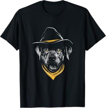 Golden Retriever Drawing - Realistic Cowboy Dog Face T-Shirt