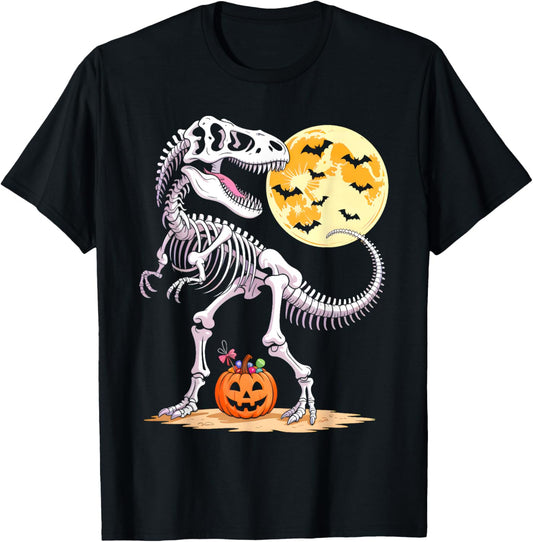 Skeleton Mummy Dinosaur T-rex Candy Moon Pumpkin Halloween T-Shirt