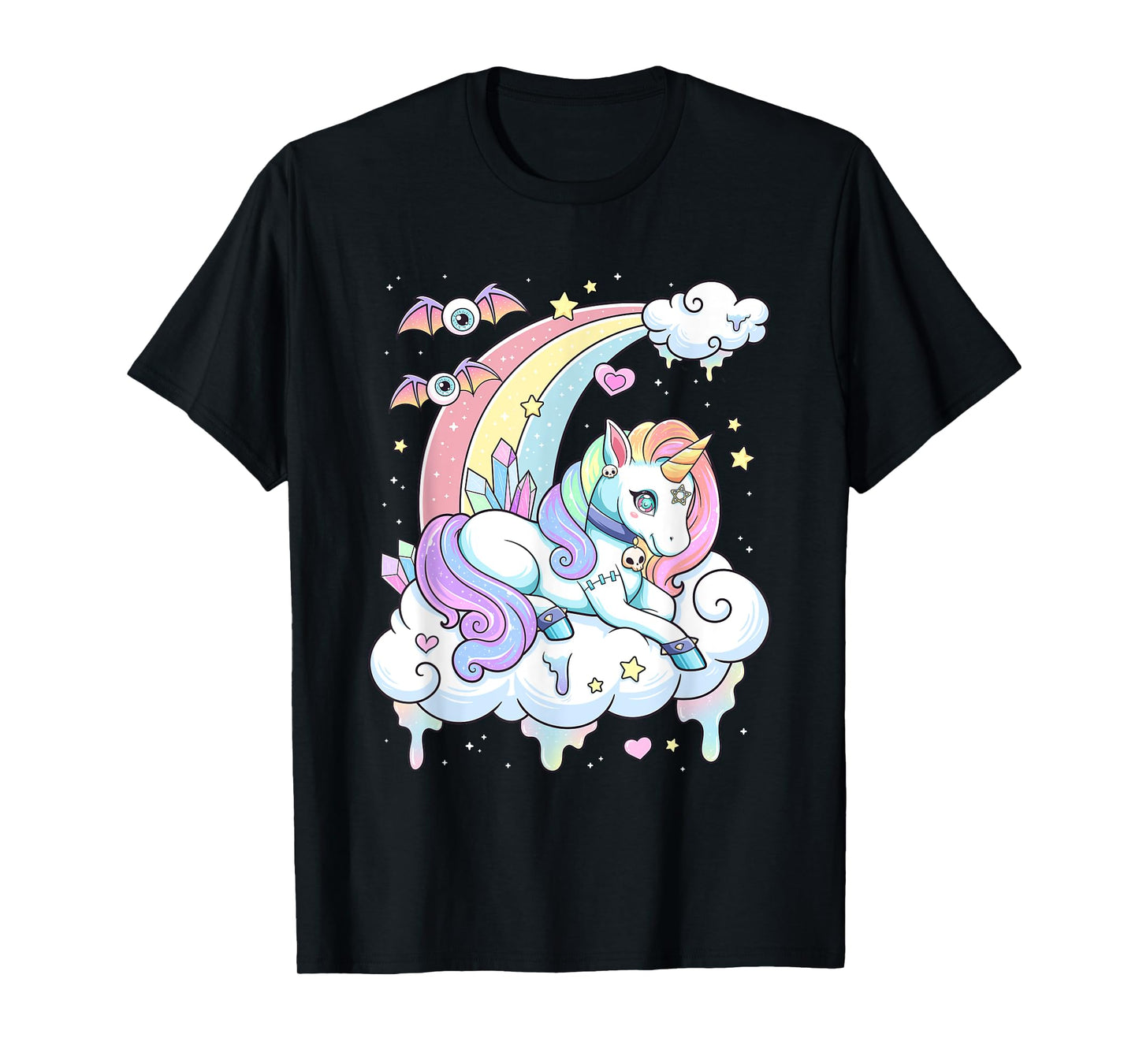 Kawaii Pastel Goth Cute Scary Rainbow Unicorn T-Shirt