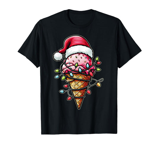 Ice Cream Cone Christmas Hat Xmas T-Shirt