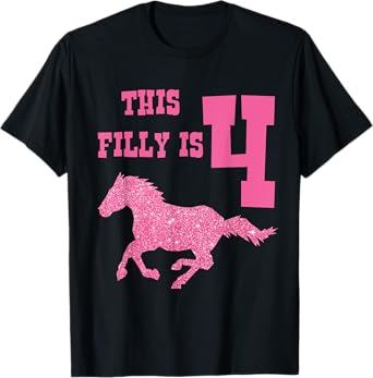 Kids 4th Birthday Horse T-Shirt - Party for 4 Year Old Girls T-Shirt