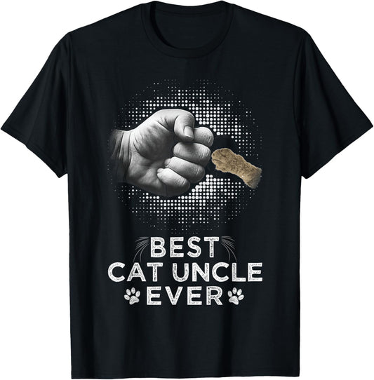 Best Cat Uncle Ever Uncle & Kitten Paw Fist Bump Cool Art T-Shirt