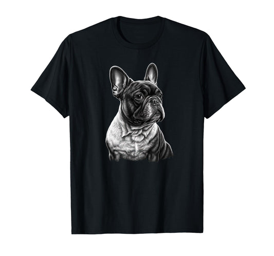 Funny French Bulldog Frenchie Black and White T-Shirt for Men Women Girls Kids