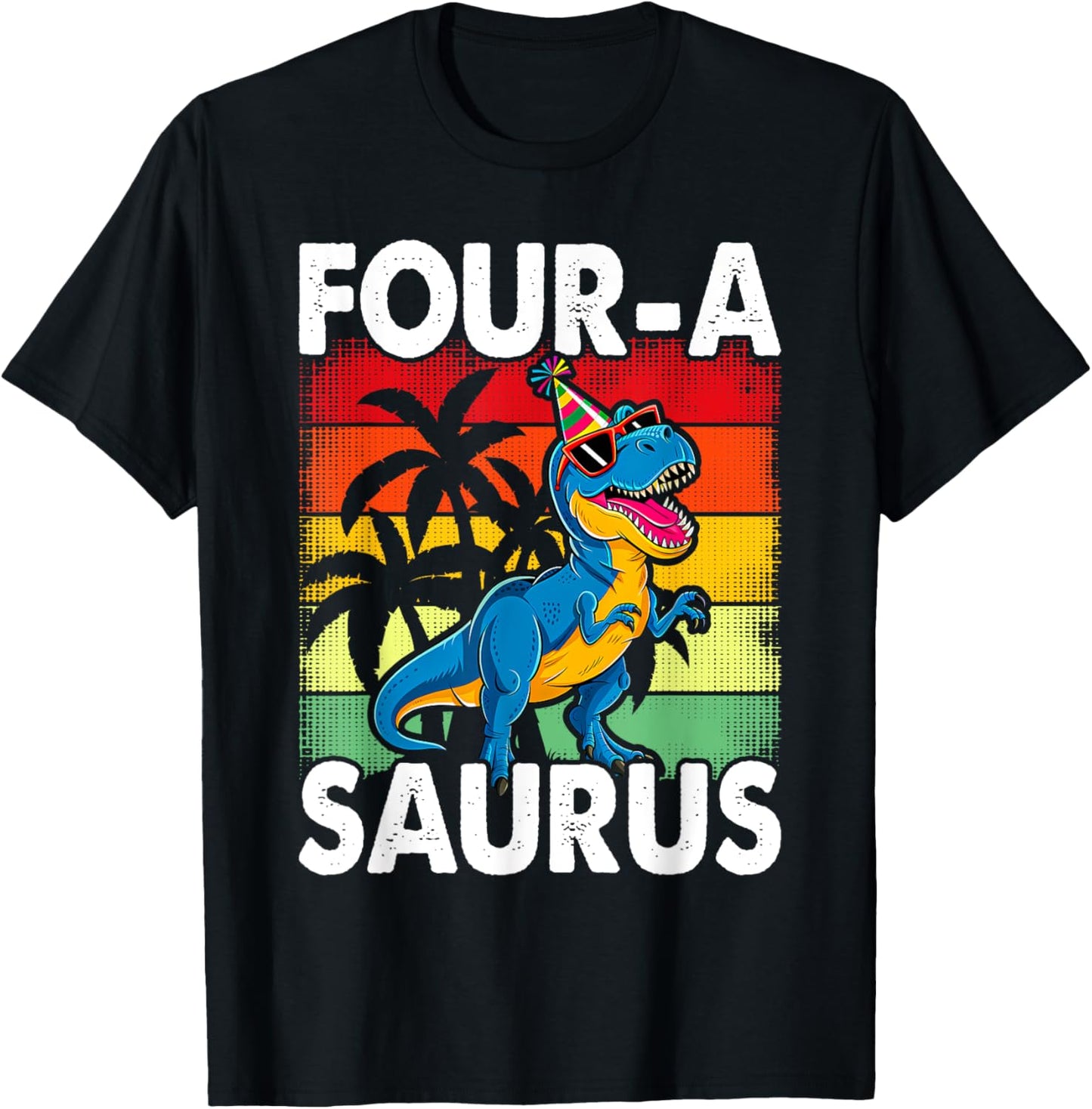 4 Years Old Dinosaur 4th Birthday T Rex Dino Four Saurus T-Shirt