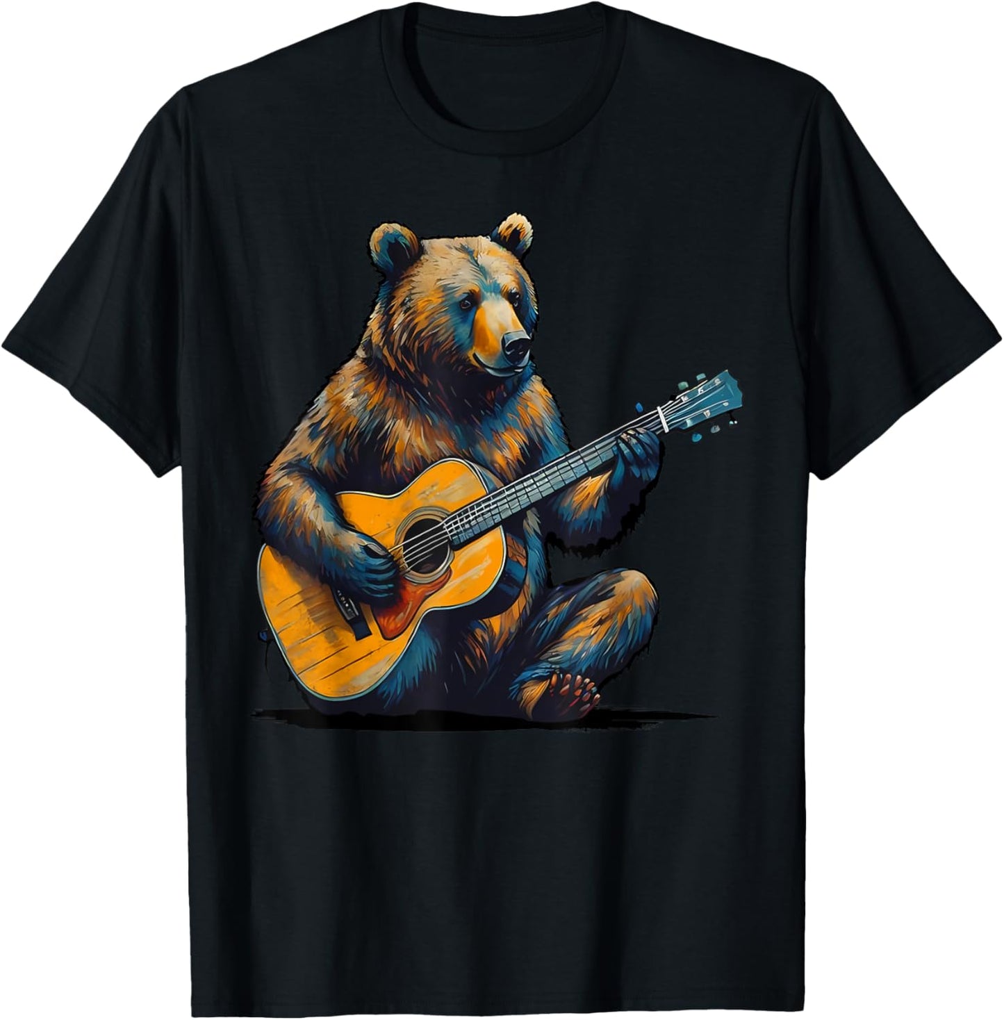 Bear Playing Guitar Abstract Funny Guitar Bear Music T-Shirt