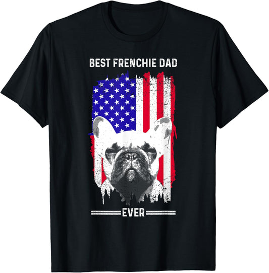 Funny French Bulldog Art For Men Dad Father Frenchie Bulldog T-Shirt