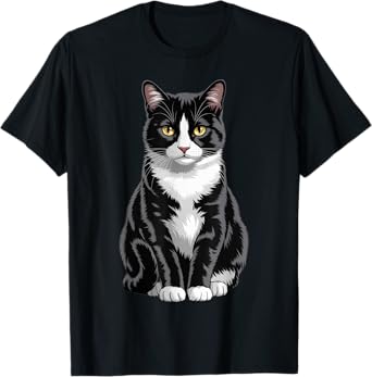 Majestic Tuxedo Cat Art Cat Lover Men Women Kids T-Shirt