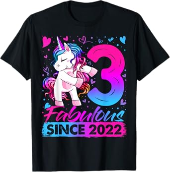 3 Year Old Unicorn Gifts For Girls 3rd Birthday Girl Party T-Shirt