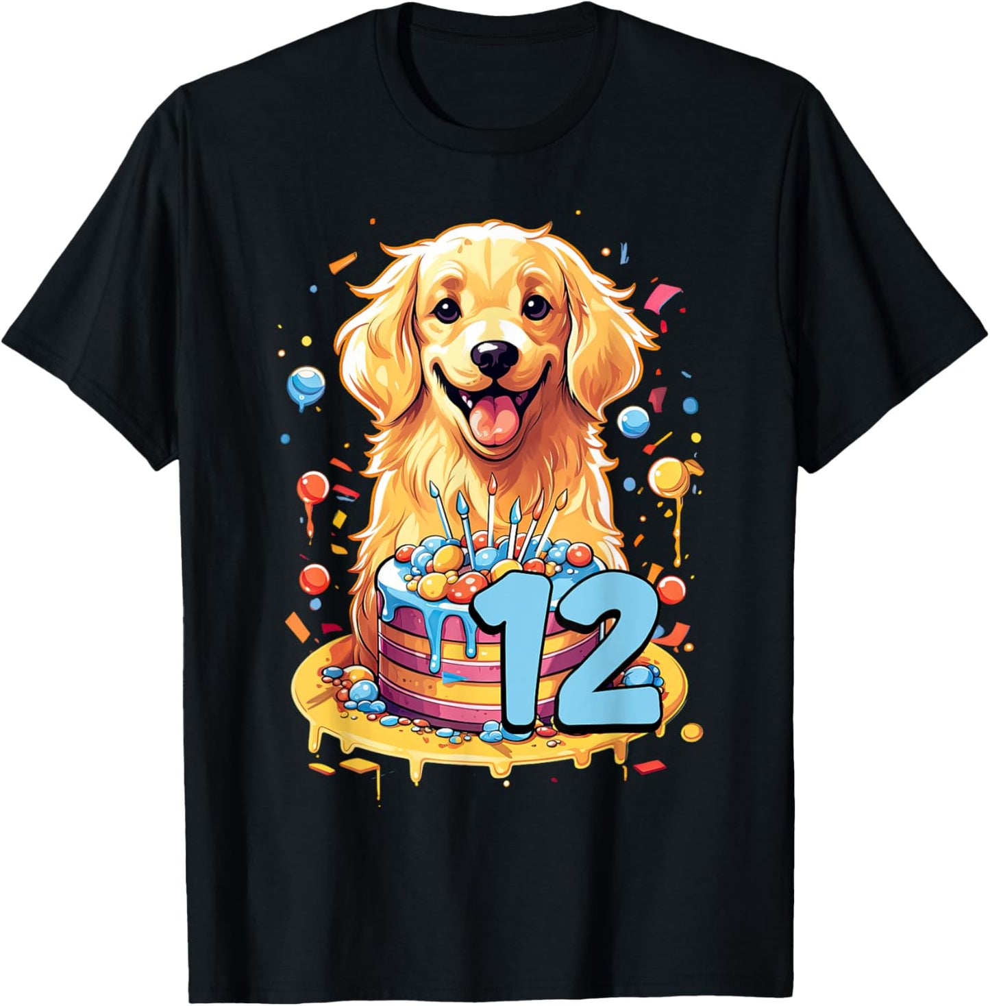 Golden Retriever Dog 12th Birthday Themed Party 12 T-Shirt