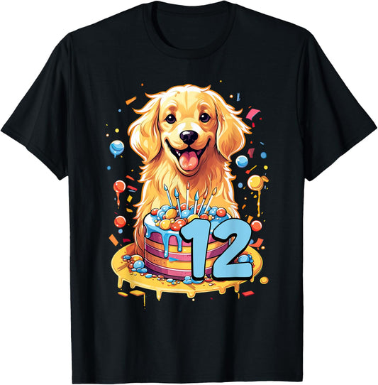 Golden Retriever Dog 12th Birthday Themed Party 12 T-Shirt