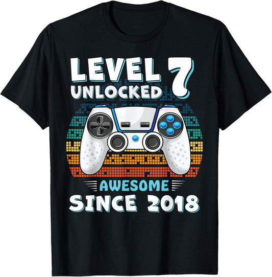 7 Year Old BDay Decorations Son Boy 7yr 2018 7th Birthday T-Shirt