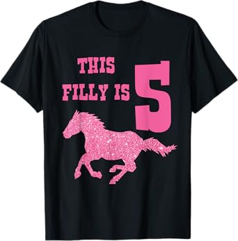 Kids 5th Birthday Horse T-Shirt - Party for 5 Year Old Girls T-Shirt