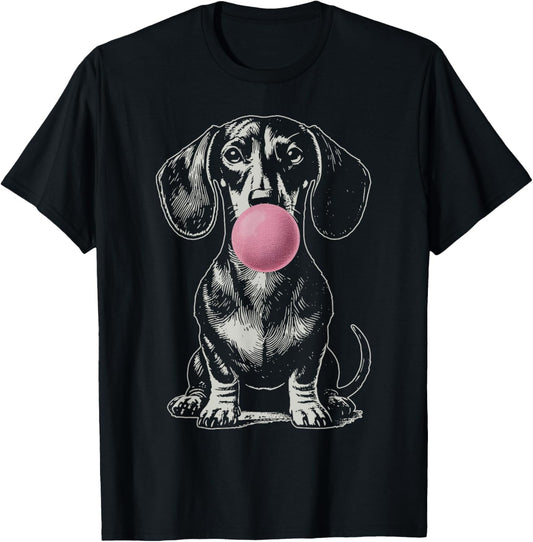 Vintage Dachshund Blowing Bubble Wiener Dog Dad Mom Owner T-Shirt