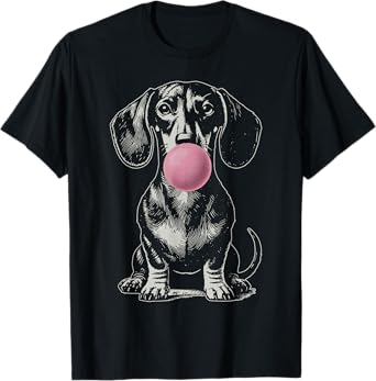 Vintage Dachshund Blowing Bubble Wiener Dog Dad Mom Owner T-Shirt for Men Women Kids