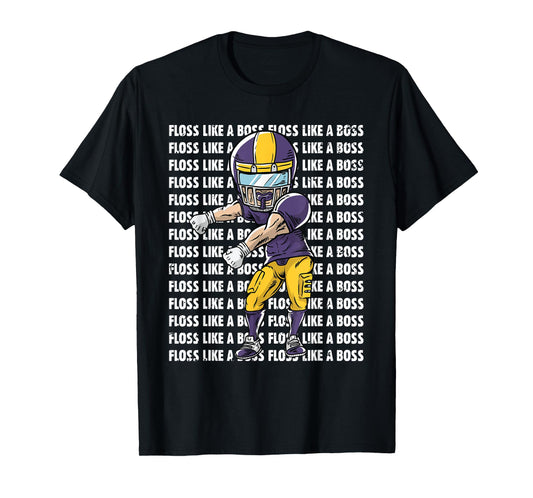 Floss Like A Boss Youth Shirt - Gold Purple Football TShirt T-Shirt