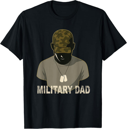 Military Dad Camo Hat and Dog Tags Camouflage Father's Day T-Shirt