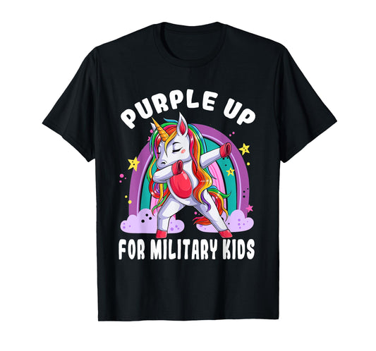 Awareness Month Purple Up Military Child Purple-Up Unicorn T-Shirt