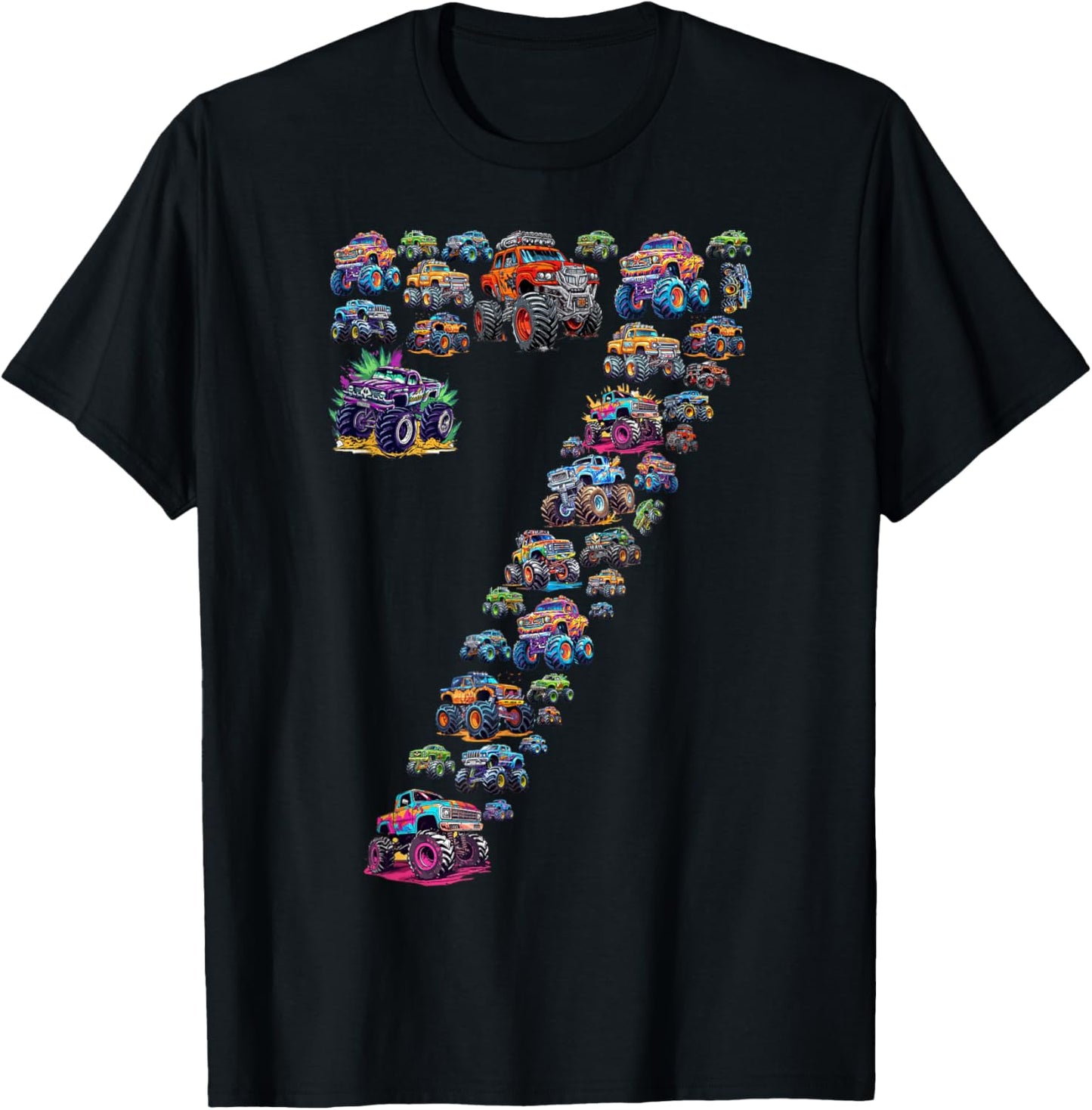 7 Years Old Kids Birthday Monster Truck It's My 7th Birthday T-Shirt
