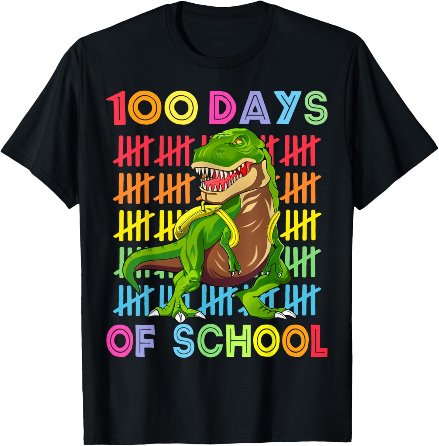 100th Day Of School Dino Kids Happy 100 Days Dinosaur T Rex T-Shirt