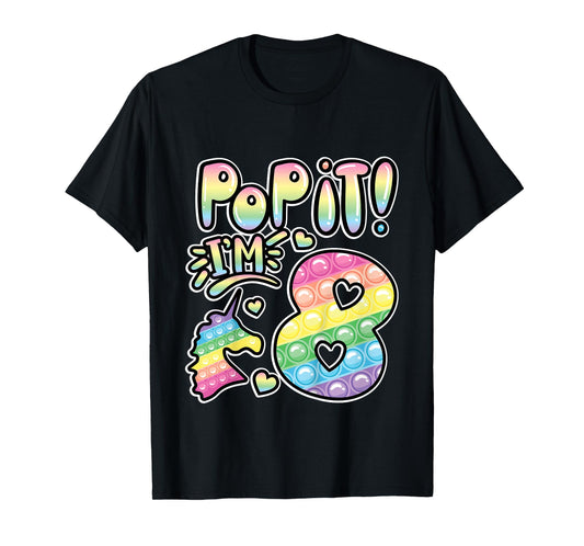Pop It 8th Birthday Girls Boys 8 Years Old Fidget T-Shirt