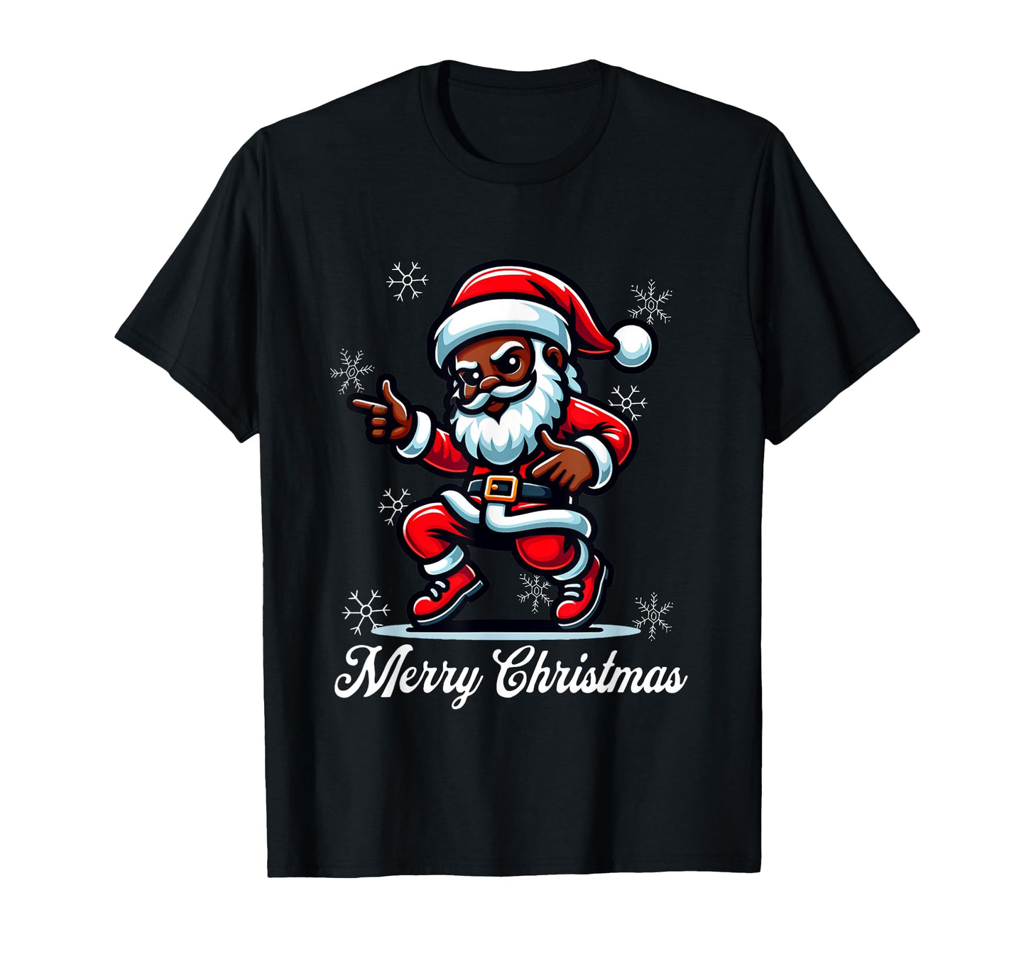 African American Santa Shirt Afro Santa Merry Christmas T-Shirt