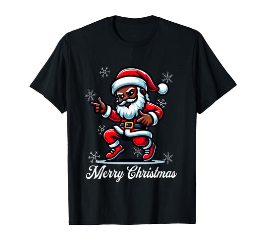 African American Santa Shirt Afro Santa Merry Christmas T-Shirt