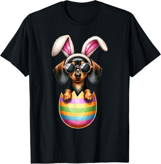 Dachshund Dog Lover Easter Egg Happy Easter Bunny Ears T-Shirt