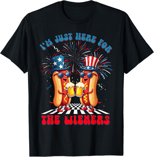 I'm Just Here For The Wieners Hotdog Patriotic 4th Of July T-Shirt