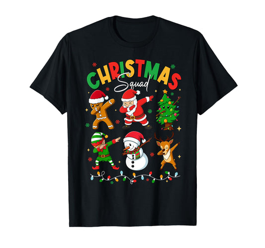Dabbing Christmas Squad Santa Elf Family Matching Pajamas T-Shirt