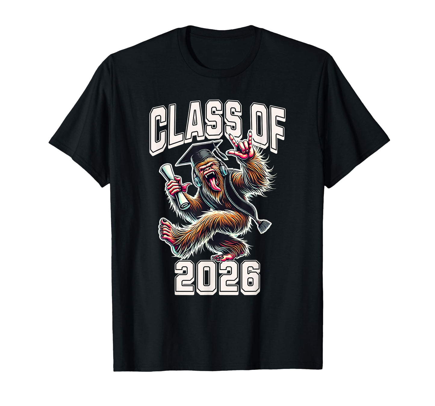 Class of 2026 Graduation Bigfoot Rock On T-Shirt