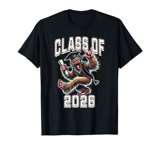 Class of 2026 Graduation Bigfoot Rock On T-Shirt