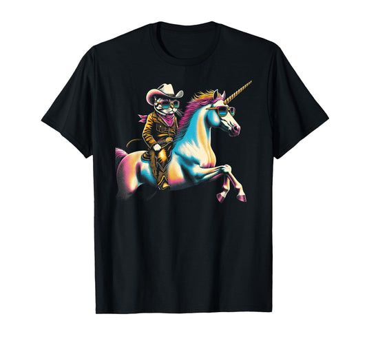 Cool Cowboy Cat & Unicorn Duo T-Shirt