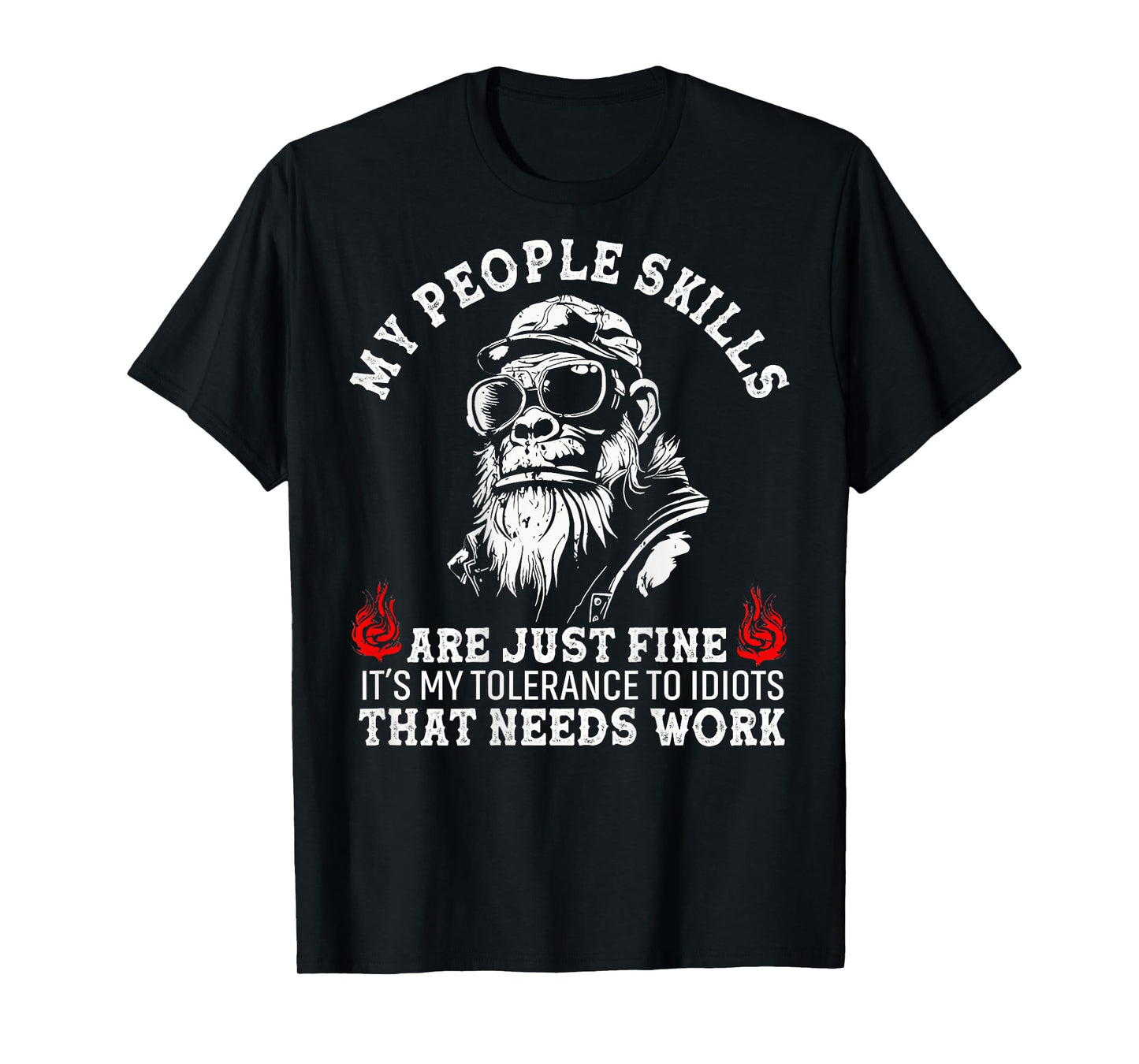 My People Skills Are Just Fine Monkey Funny (ON BACK) T-Shirt