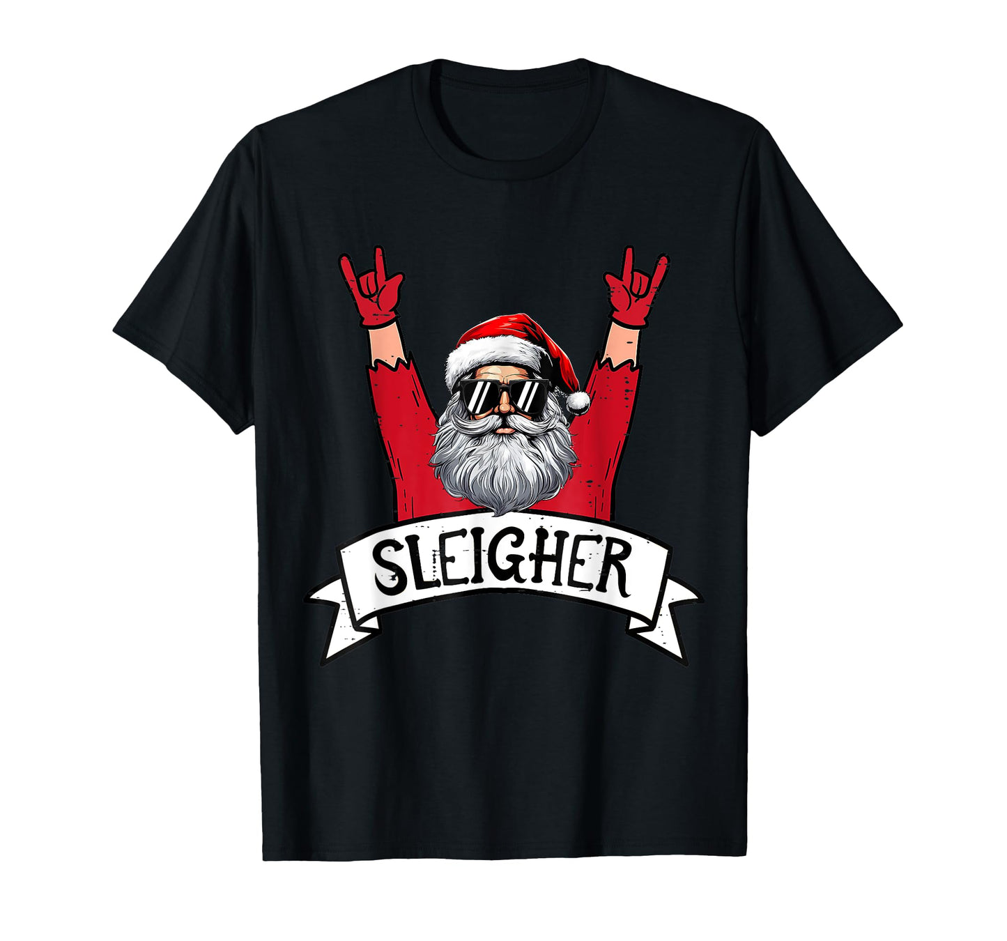 Christmas Sleigher Santa Rock Xmas Rocker Men Women Kids Boy T-Shirt