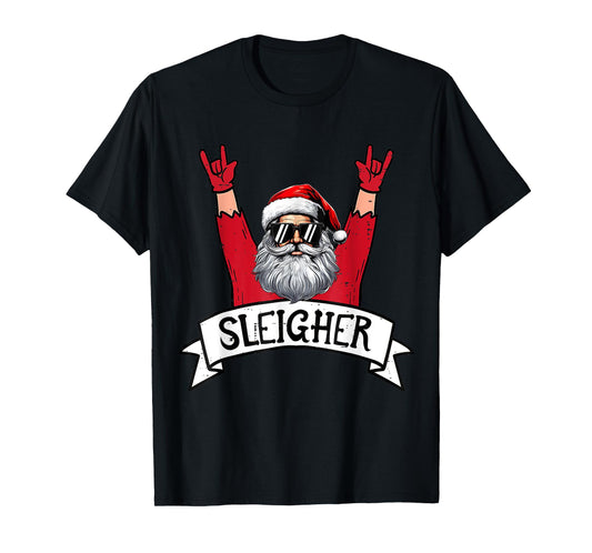 Christmas Sleigher Santa Rock Xmas Rocker Men Women Kids Boy T-Shirt
