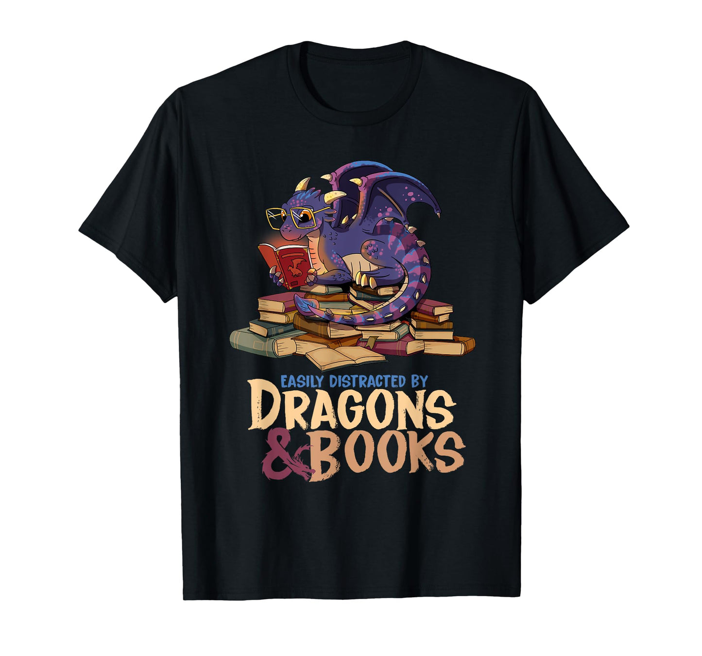 Easily Distracted By Dragons And Books Dragon Book Lover T-Shirt