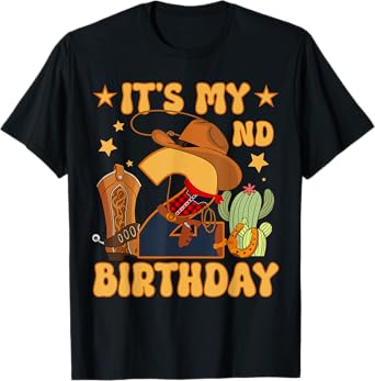 It's My 2nd Birthday Cowboy Rodeo Horse 2 Year Old Bday Boy T-Shirt