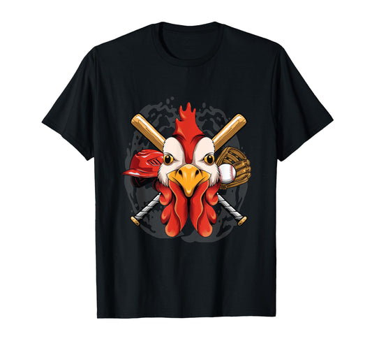 Baseball Player Chicken Pitcher Catcher Baseball Coach Farm T-Shirt