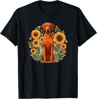 Cute Sunflowers Womens Funny Rhodie Dog Lover T-Shirt